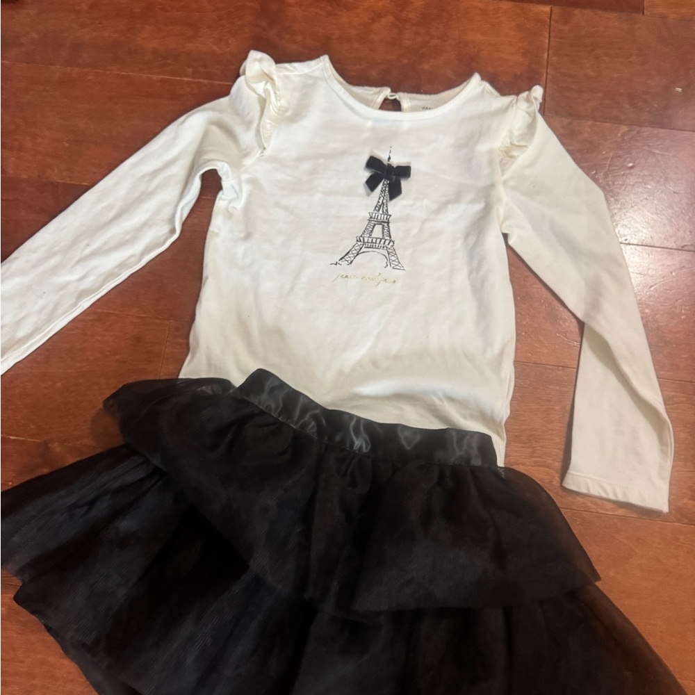 Janie and Jack White and Black Eiffel Tower Long Sleeve Set
